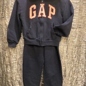 GAP Navy Sweatpants & Zip Hoodie Set with pink Logo Size 8